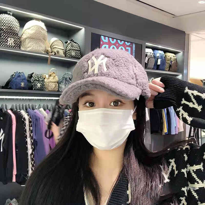 Quality Korean Lamb Wool Cap Children's Men's Baseball Trendy Duck Tongue Brown Traceless