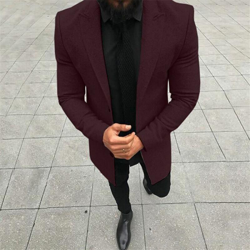 Business Gentleman Formal Men Coats Tweed Windbreaker Custom Made Medium Length Coat for Work Wear