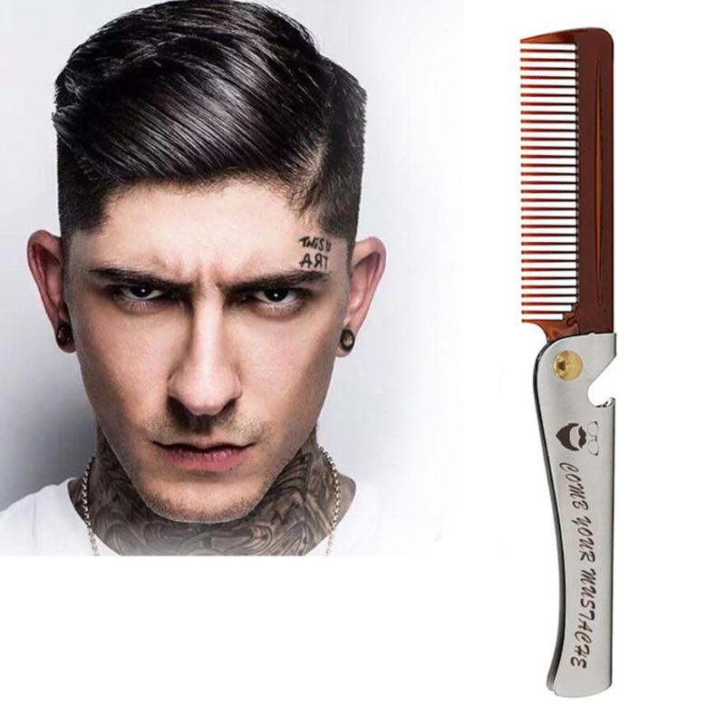 Hair Brushes Folding Steel Combs For Men Oil Head Portable Beard Styling Product Anti Static Effect Foldable Comb