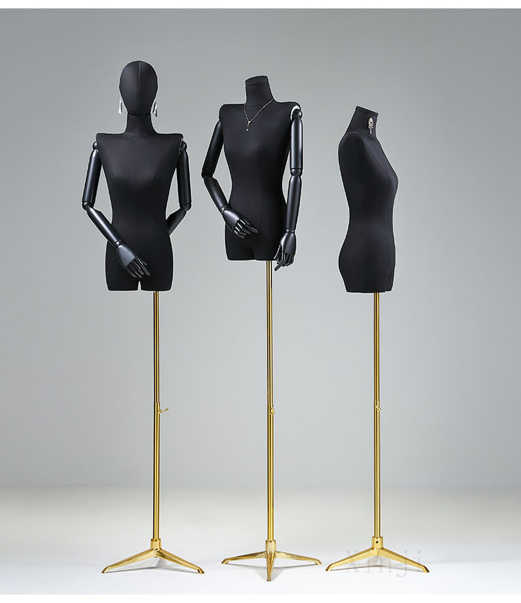 Right Angle Shoulder Model Female Half Body Black Mannequin Fiberglass
