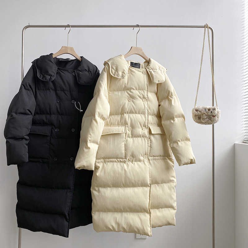 Winter Hooded Long Down Cotton Coat Women Korean Loose Double Breasted Casual Student Bread Thick Puffer Jacket 210607, Cream yellow
Winter Hooded Long Down Cotton Coat Women Korean Loose Double Breasted Casual Student Bread Thick Puffer Jacket 210607, Cream yellow