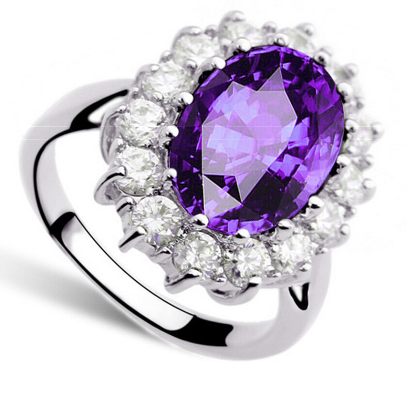 Princess The Same Sapphire Ring Earrings Necklace Set Ladies Crystal Diamond Jewelry Europe and South Korea INS Net Red Models313h