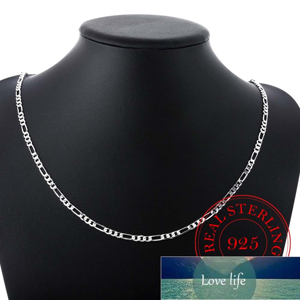 40-75cm Slim 925 Sterling Silver 4mm Figaro Chain Necklace for Women Girl Boy Kids Italy Jewelry Kolye Collares Sieraden Colier