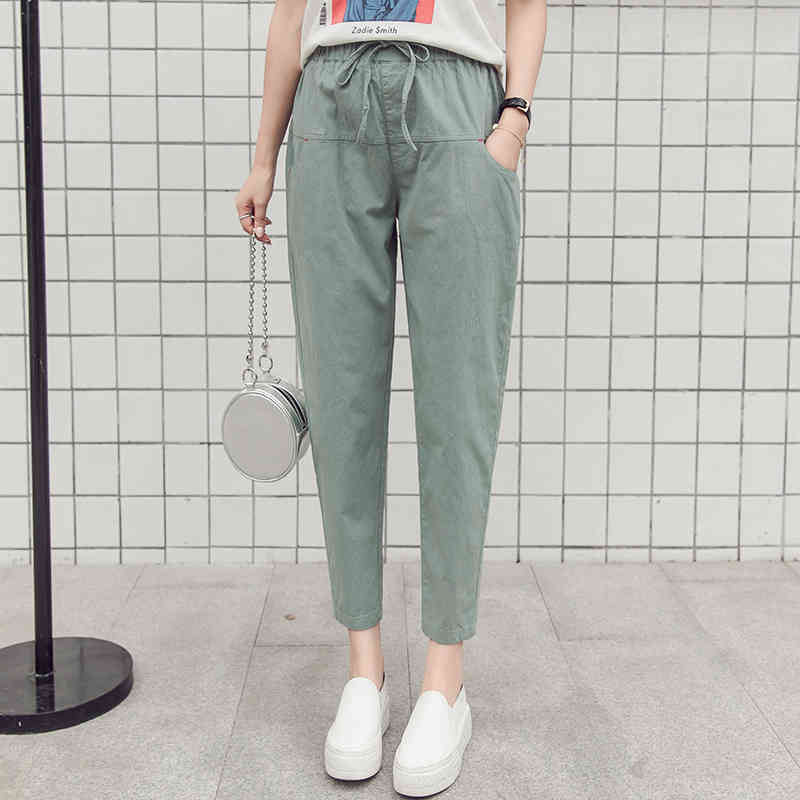 fashion female Harlan trousers plus size loose solid simple casual style women clothing 0652 40 210506