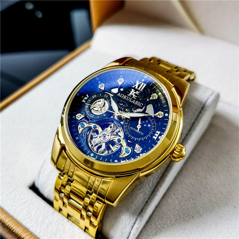 Wristwatches JOJOZ Hollow Large Flywheel Automatic Mechanical Watch Men's Waterproof Luminous Moon Phase Multi-function Men, Brown
Wristwatches JOJOZ Hollow Large Flywheel Automatic Mechanical Watch Men's Waterproof Luminous Moon Phase Multi-function Men, Brown
