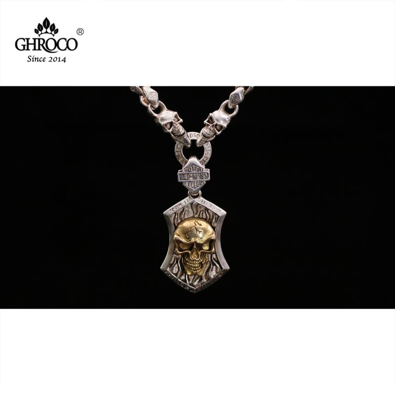 Pendant Necklaces CHROCO S925 Tibetan Silver Punk Style Skeleton Necklace With Double Skulls Connection For Motorcycle Rider & Music Party
Pendant Necklaces CHROCO S925 Tibetan Silver Punk Style Skeleton Necklace With Double Skulls Connection For Motorcycle Rider & Music Party