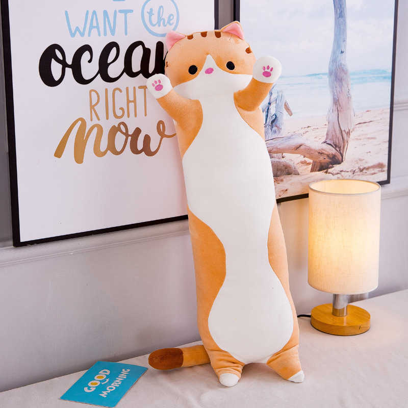 110cm Big Sausage Cat Plush Toys Stuffed Animals Kawaii Plushie Soft Dolls Sleep Pillow Baby Companion Birthday Gifts For Kids 210