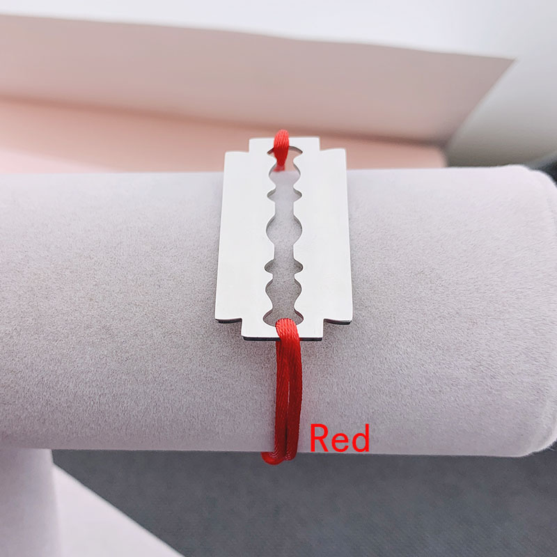 High Quality Stainless Steel Bracelet De Rasoir Blade Razor With Black Red Rope Adjustable France Famous Brand Jewelry For Women Men Unisex