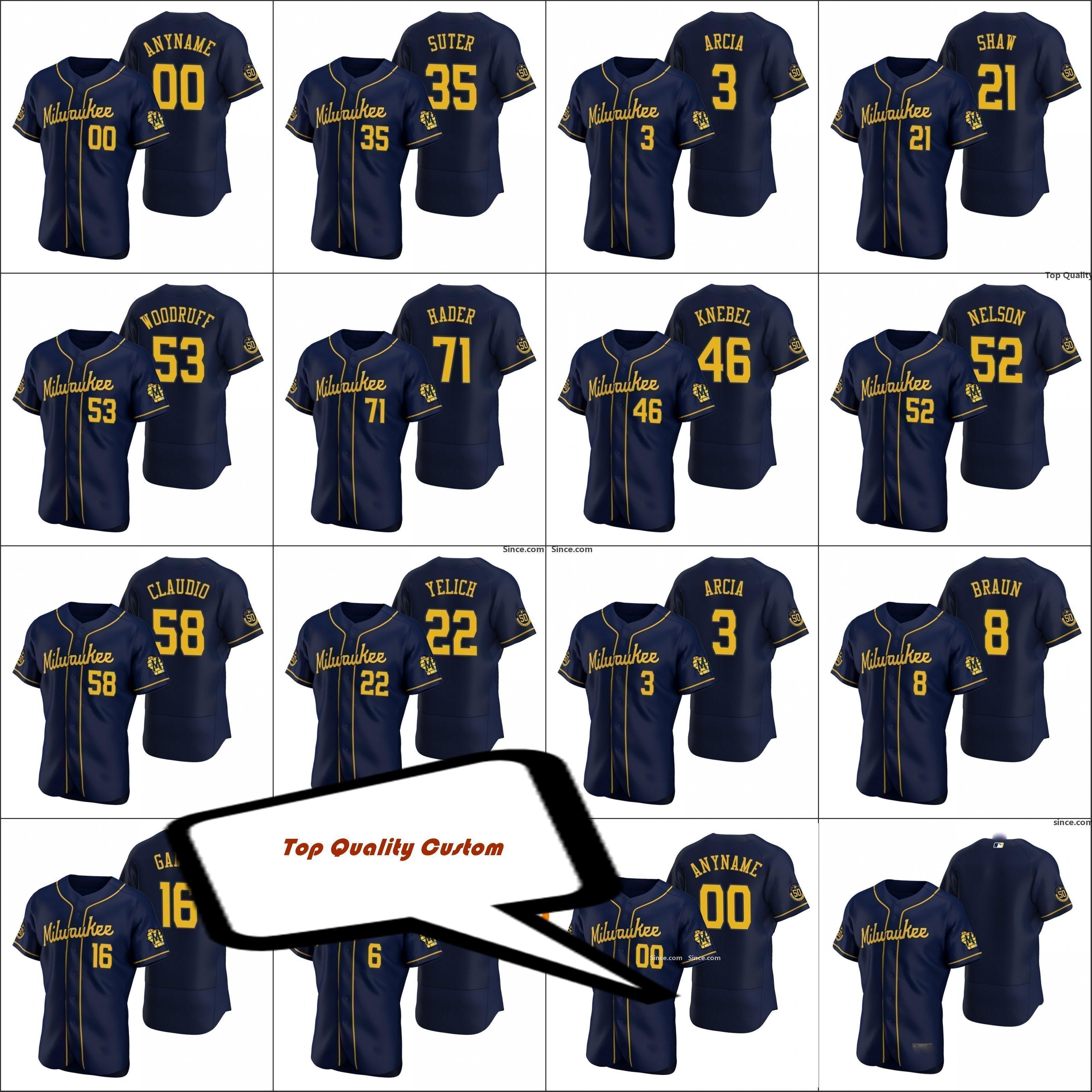 Milwaukee 22 Christian Yelich Brewer Jerseys 16 Ben Gamel 3 Orlando Arcia Men Women Youth Toddler Custom Navy 2021 Flex base Baseball Jersey
Milwaukee 22 Christian Yelich Brewer Jerseys 16 Ben Gamel 3 Orlando Arcia Men Women Youth Toddler Custom Navy 2021 Flex base Baseball Jersey