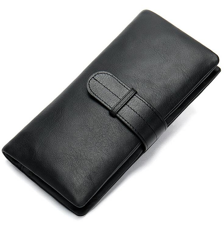 Factory Men's Genuine Leather Long Coin Purse Wallets Multi-Card Card Head Laye…