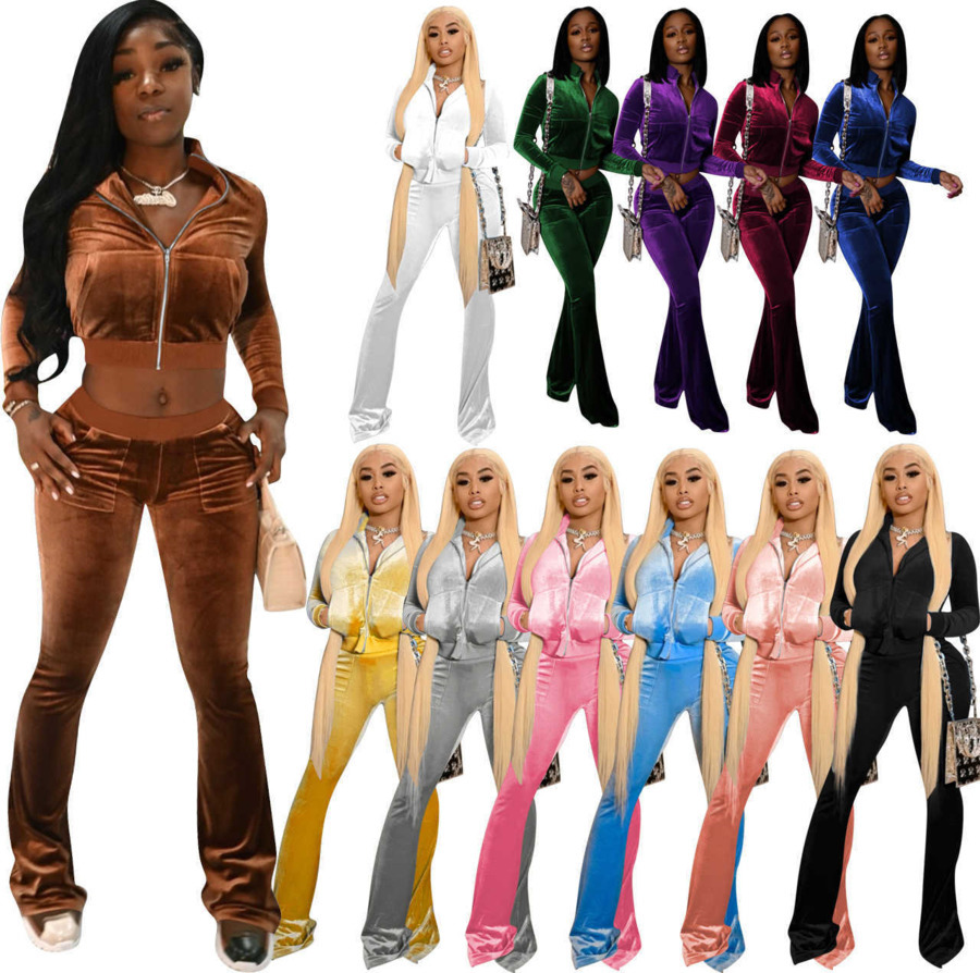 Women Tracksuits Two Pieces Set Deisgner Outfits Sexy Korean Velvet Rib Stitching Solid Colour Zipper Coat Leggings 12 Colours, Wine
Women Tracksuits Two Pieces Set Deisgner Outfits Sexy Korean Velvet Rib Stitching Solid Colour Zipper Coat Leggings 12 Colours, Wine
