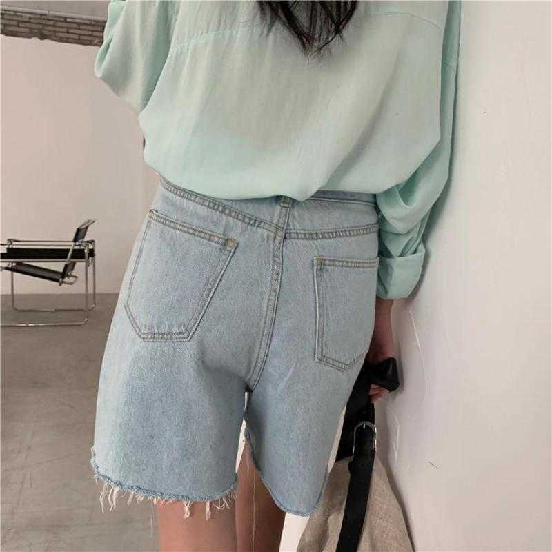 Genayooa Streetwear Biker Shorts Women Korean Style Summer Cotton Denim Jeans High Waist Cool Short Feminino Chic 210714