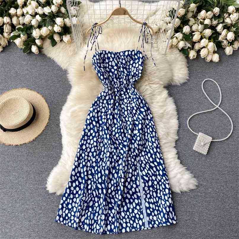 Summer Women Bow-tied Spaghetti Strap Sexy Party Dress Polka Dot Print Pleated Slim Waist Split Casual Female Beach 210603, Blue
Summer Women Bow-tied Spaghetti Strap Sexy Party Dress Polka Dot Print Pleated Slim Waist Split Casual Female Beach 210603, Blue