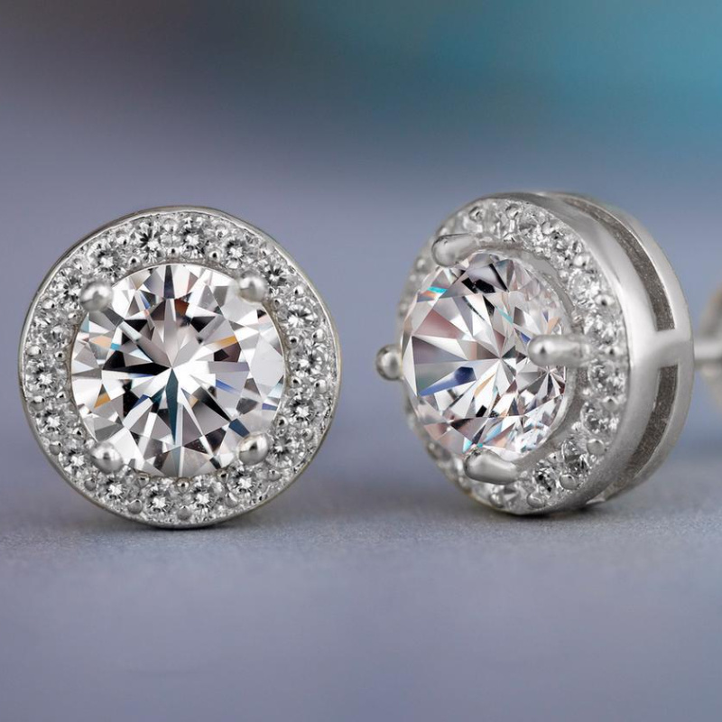 Cubic Zircon Dia Stud Earrings Charm Designer Sier Gold Crystal Round Square Love Heart Ear Rings Engagement Wedding Gift for woman Fine Jewelry