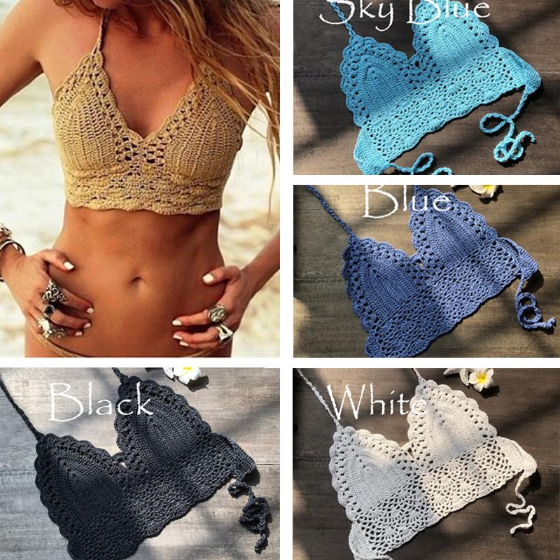 Women's Summer Crochet Crop Bikini Top Boho Beach Bralette Solid Halter Knitted Bra Swimsuit Cami Backless Beachwear Sarongs
Women's Summer Crochet Crop Bikini Top Boho Beach Bralette Solid Halter Knitted Bra Swimsuit Cami Backless Beachwear Sarongs