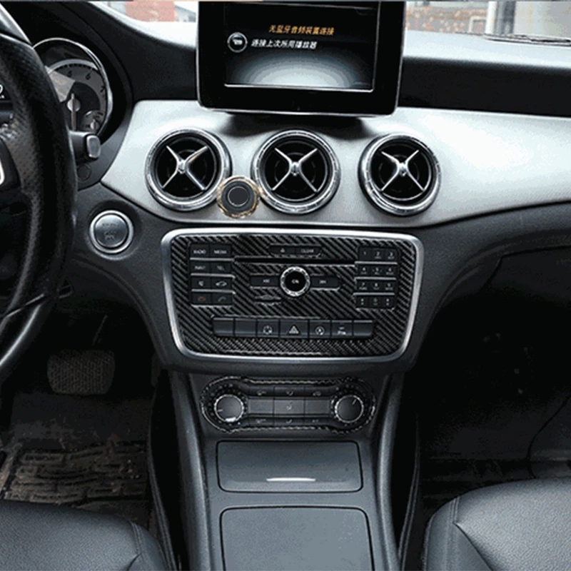 Car Carbon Fiber Panels Cars CD Air Conditioning Control Panel Cover Trim For Mercedes Benz A Class GLA CLA 2016-2017-2018-2019