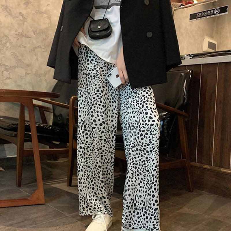 Pants & Capris Thin Sping Wild Casual Plus Size High Waist Leopard Wide Leg Women Loose Pantalones De Mujer Drop 210429