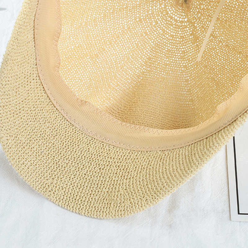Summer Octagonal Caps Short Brim Newsboy Cap Breathable Straw Hats for Women Belt Buckle Sun Beach Hat Berets Chapeau Homme Bone Q0805