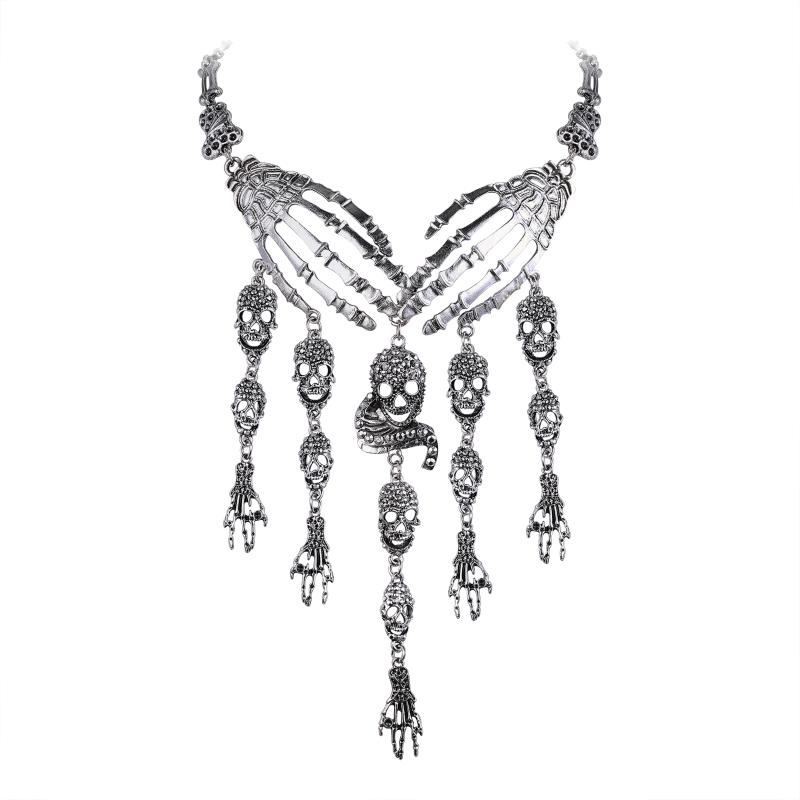 Chokers Halloween Skull Necklace Women Skeleton Hand Choker Goth Party Jewelry Gift Hip- Punk Neck Chain Link Collier Femme Retro
Chokers Halloween Skull Necklace Women Skeleton Hand Choker Goth Party Jewelry Gift Hip- Punk Neck Chain Link Collier Femme Retro