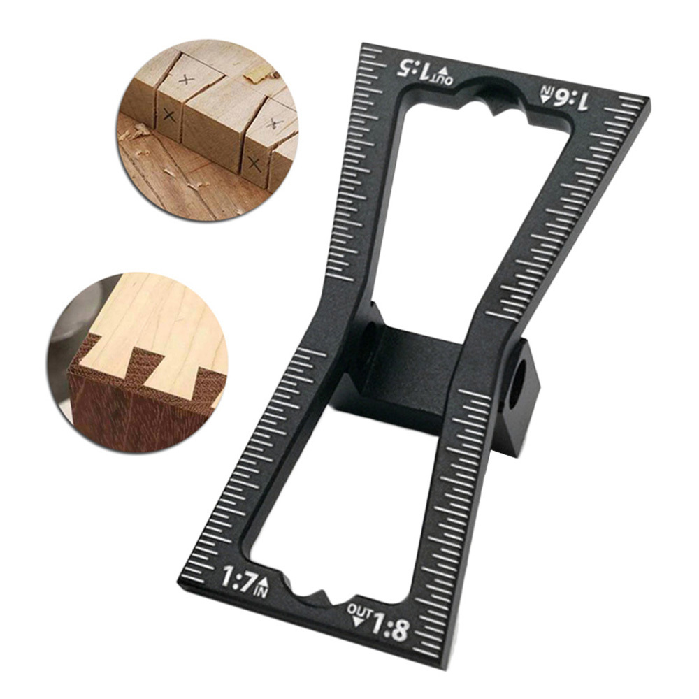 Aluminum Alloy Dovetail Marker Jig Woodworking Template Scale Dovetail Gauge Guide Tool Wood Joints Scriber 1:5 1:6 1:7 1:8 Slop