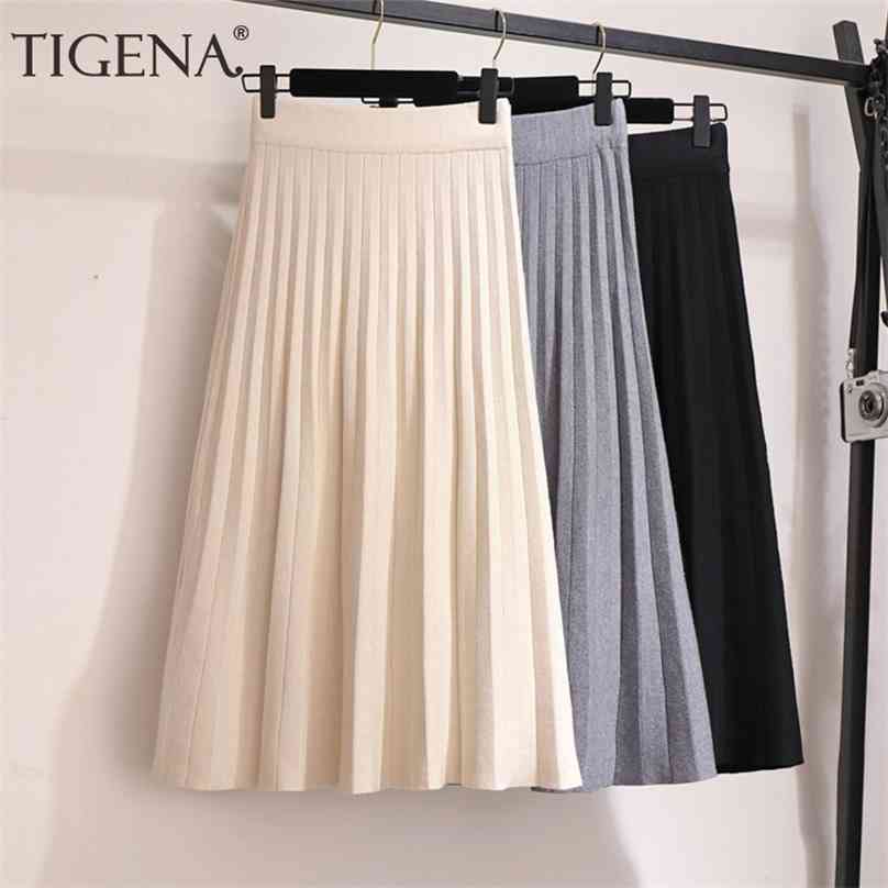 TIGENA Elegant Midi Pleated Knitted Skirt Women Autumn Winter Korean Knee Length a line High Waist Female Ladies 210629, Green
TIGENA Elegant Midi Pleated Knitted Skirt Women Autumn Winter Korean Knee Length a line High Waist Female Ladies 210629, Green