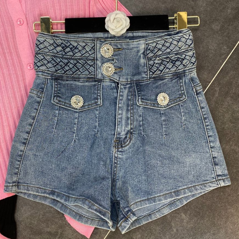 Women Elastic Slim Straight Shorts Solid Color High Waist Button Fashion Spring Summer 11B047 210525, Denim blue
Women Elastic Slim Straight Shorts Solid Color High Waist Button Fashion Spring Summer 11B047 210525, Denim blue
