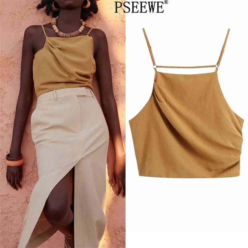 Summer Top Woman Draped Strappy Crop Female Sleeveless Adjustable Straps Sexy Backless Tanks Camis s 210519, Camel
Summer Top Woman Draped Strappy Crop Female Sleeveless Adjustable Straps Sexy Backless Tanks Camis s 210519, Camel