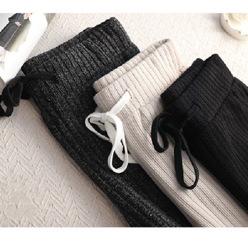 pantalones de mujer women winter pants office cintura alta knitted trousers 7259 50 210427