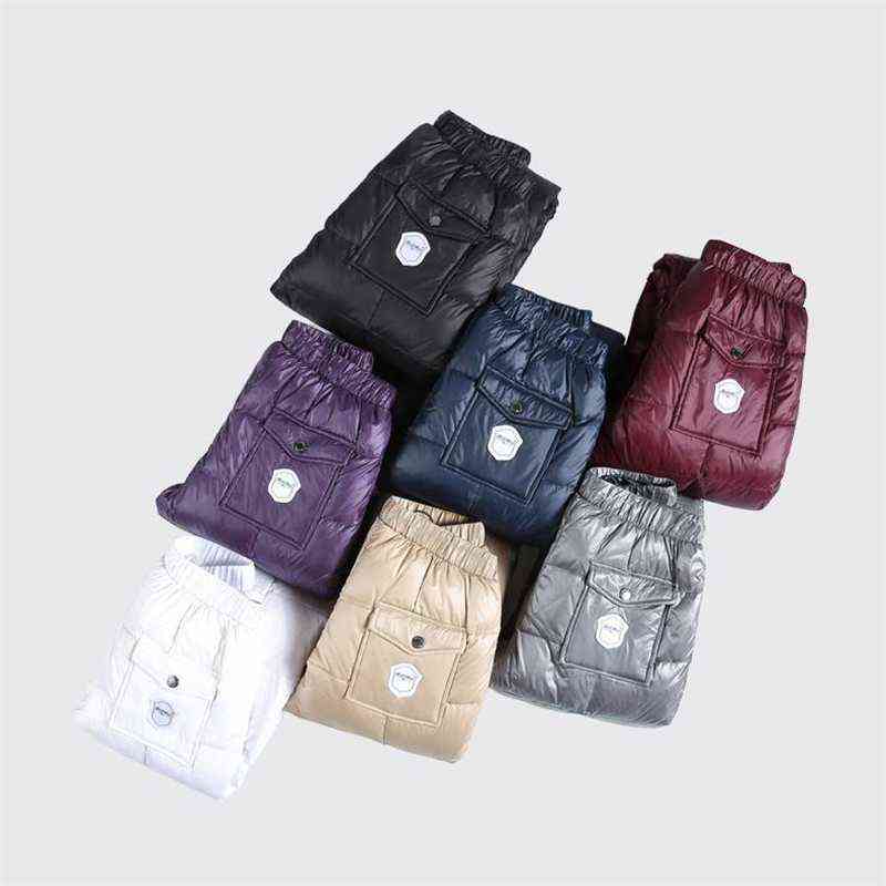 Fashion Down Cotton Beam Feet Sweartpants Winter Thick Warm Soft s Trouser Elegant Slim Elastic Waist Oversize Pants Jogger 211124