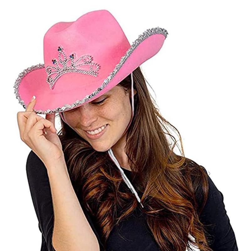Wide Brim Hats Western Style Tiara Pink Cowboy Hat For Women Girl Crown Cowgirl Cap Holiday Costume Party 2021
Wide Brim Hats Western Style Tiara Pink Cowboy Hat For Women Girl Crown Cowgirl Cap Holiday Costume Party 2021