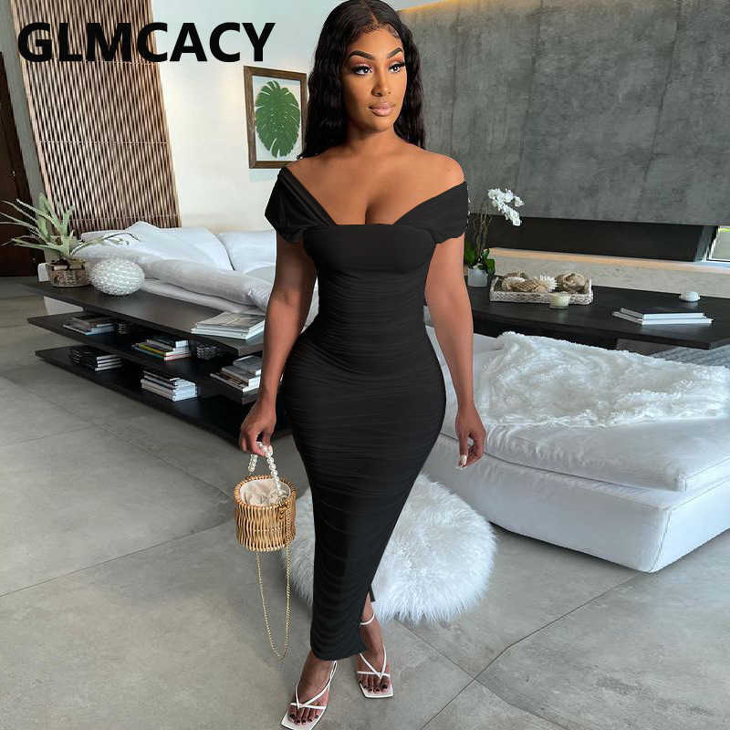 Women Spaghetti Strap Square Neck Slit Bodycon Maxi Dress 210702