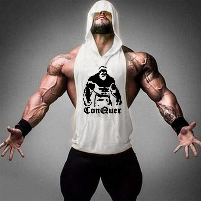 gorilla bodybuilding stringer tank with hooded mens gym clothing fitness men sleeveless vests cotton singlets muscle tanktop, White;black
gorilla bodybuilding stringer tank with hooded mens gym clothing fitness men sleeveless vests cotton singlets muscle tanktop, White;black