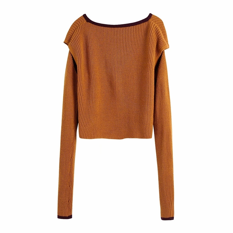 Casual Women O Neck Sleeve Double Wear Knitter Spring-autumn Fashion Ladies England Style Sweater Female Linen 210430