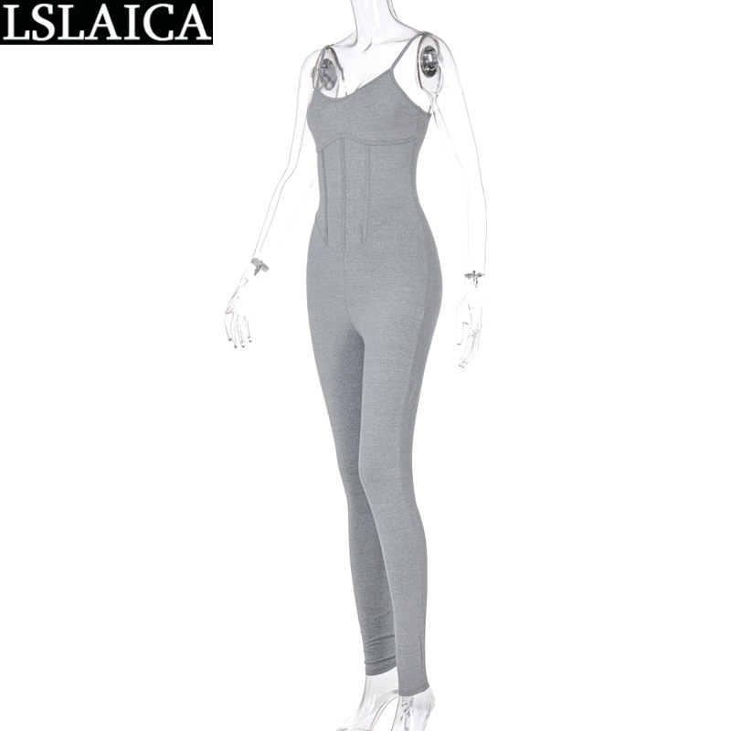 Romper Backless Solid Color High Waist Sling Sexy Knitted Overalls for Women Streetwear Casual Fashion Jumpsuits and Rompers 210520