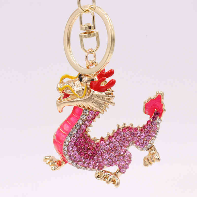 Key Rings Chinese Style Creative Twelve Zodiac Handicrafts Color Dragon Diamond Chain Scenic Spots Are Selling Well