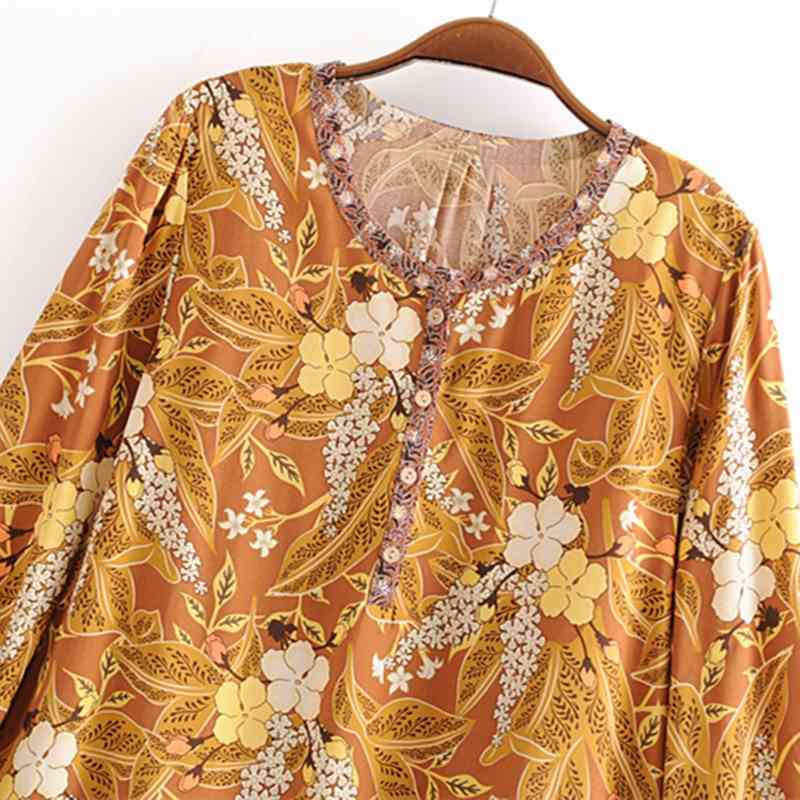 beauty Fashion Boho Floral Print Mini Dress Women Summer Chic Single Breasted Loose Dresses Female Holiday Wear 210514