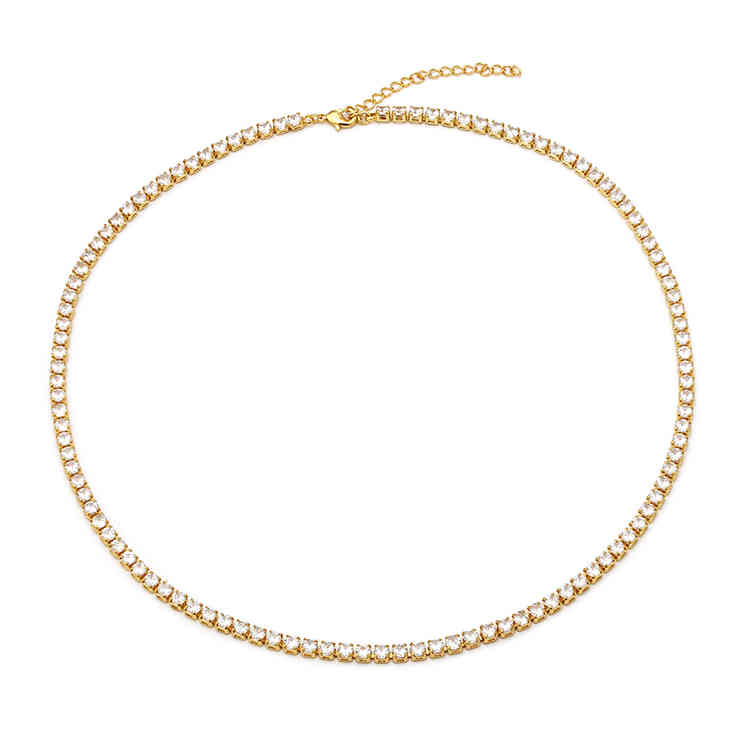 High Quality Cz Cubic Zirconia Choker Necklace Women 2Mm m 5Mm Sier 18K Gold Plated Thin Diamond Chain Tennis Necklace220a
