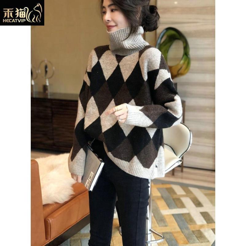 Imitation Woolen Sweater 2021 Winter Contrast Color Diamond Turtleneck Knit Bottoming Shirt Women's Sweaters, Gray
Imitation Woolen Sweater 2021 Winter Contrast Color Diamond Turtleneck Knit Bottoming Shirt Women's Sweaters, Gray