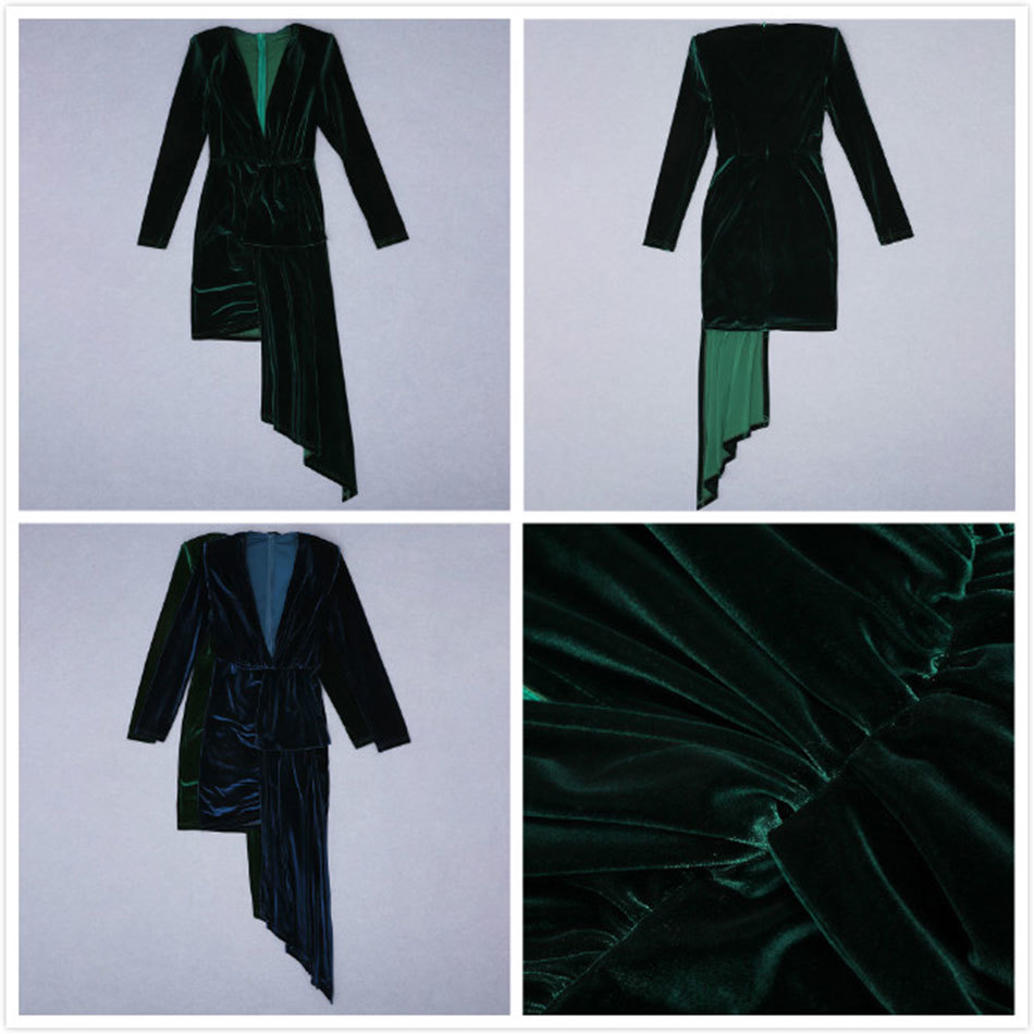 Free Winter Women's Velvet Dress Sexy V-neck Long Sleeve Bodycon Draped Club Nightclub Party Vestidos 210524