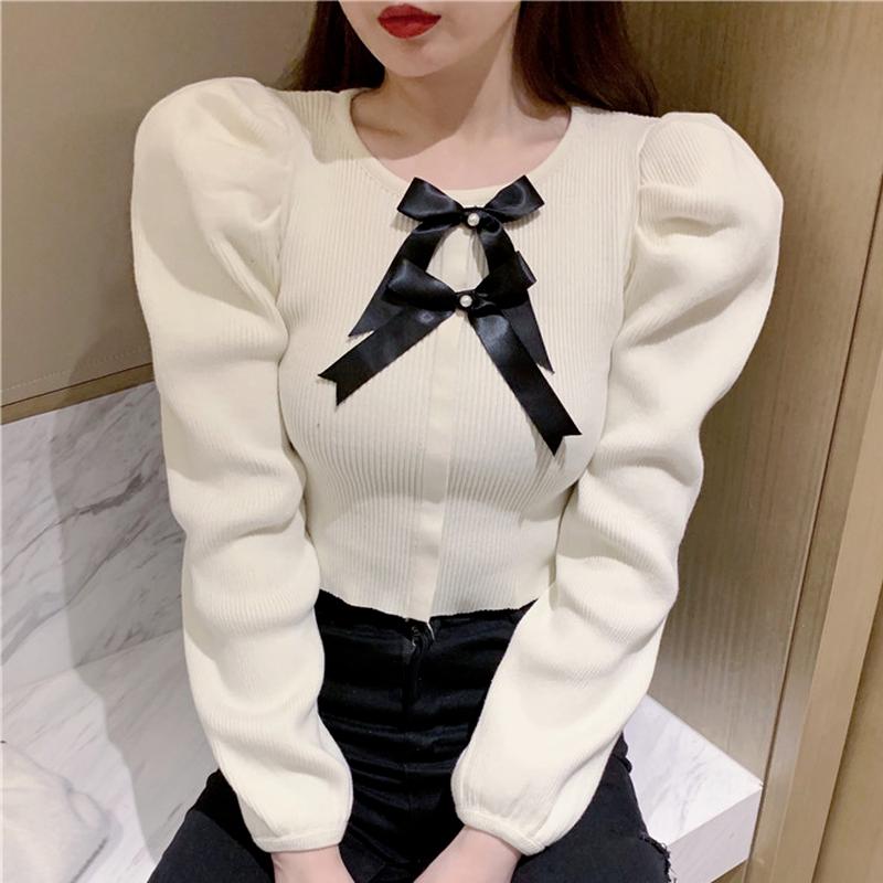 Women's Sweaters Hit Color Bow Patchwork Design Sweater Fashion Tide Chic Puff Long Sleeve Woman Fall 2021 O Neck Knit Pullover Tops, White;black
Women's Sweaters Hit Color Bow Patchwork Design Sweater Fashion Tide Chic Puff Long Sleeve Woman Fall 2021 O Neck Knit Pullover Tops, White;black