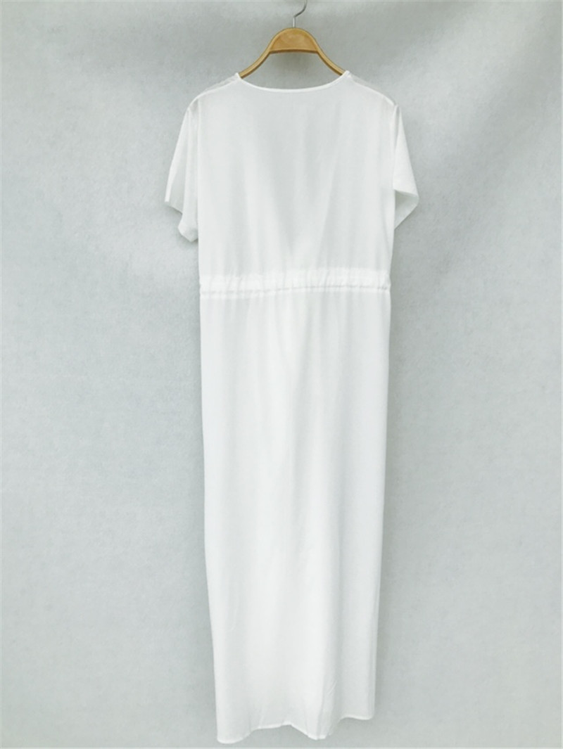 Pocket Swimsuit Cover Up Summer White Bikini Women Cardigan Pareo Beach Long Wear #Q364 210420