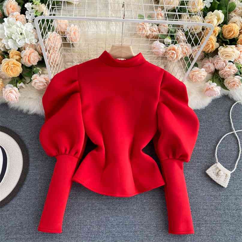 Fashion Ins Long Sleeve Shirts Women's Autumn Wear Solid Color Elegant Vintage Clothing Blouse Blusas De Mujer Camisas P900 210527