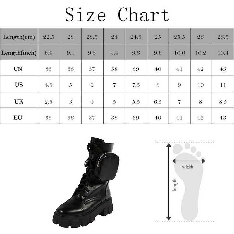 WENYUJH 2020 Women Pocket Boots Lace Up Ladies Ankle Boots Female Buckle Strap Black Chunky Pouch Ankle Boots Platform Y0914
