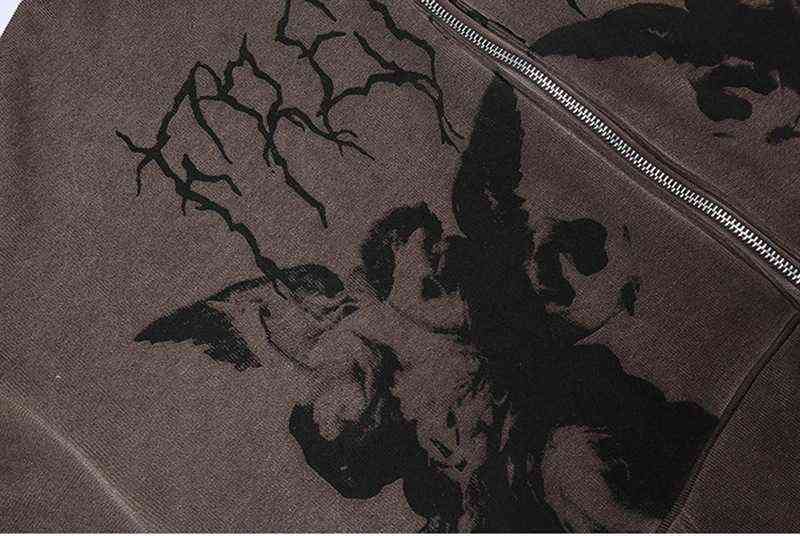 FGKKS Hoodie Angel Fairy Grunge Dark Print Jacket Coat Women hip-hop Streetwear Harajuku Anime Coat Zipper Hoodies Male 211106