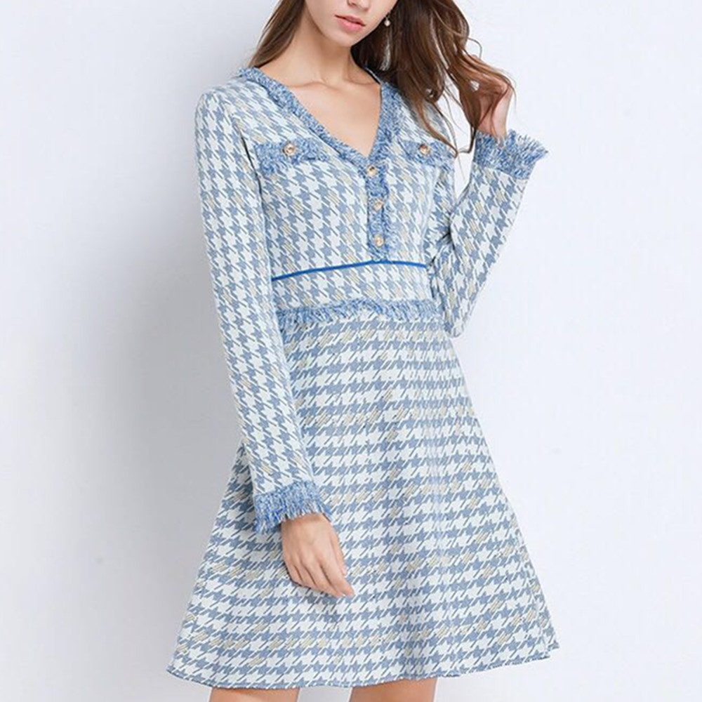 Women Knitted Houndstooth Dress Autumn Winter Slim Long Sleeve Ladies Elegant Party Female Sweater Vestido 210520, Photo color
Women Knitted Houndstooth Dress Autumn Winter Slim Long Sleeve Ladies Elegant Party Female Sweater Vestido 210520, Photo color