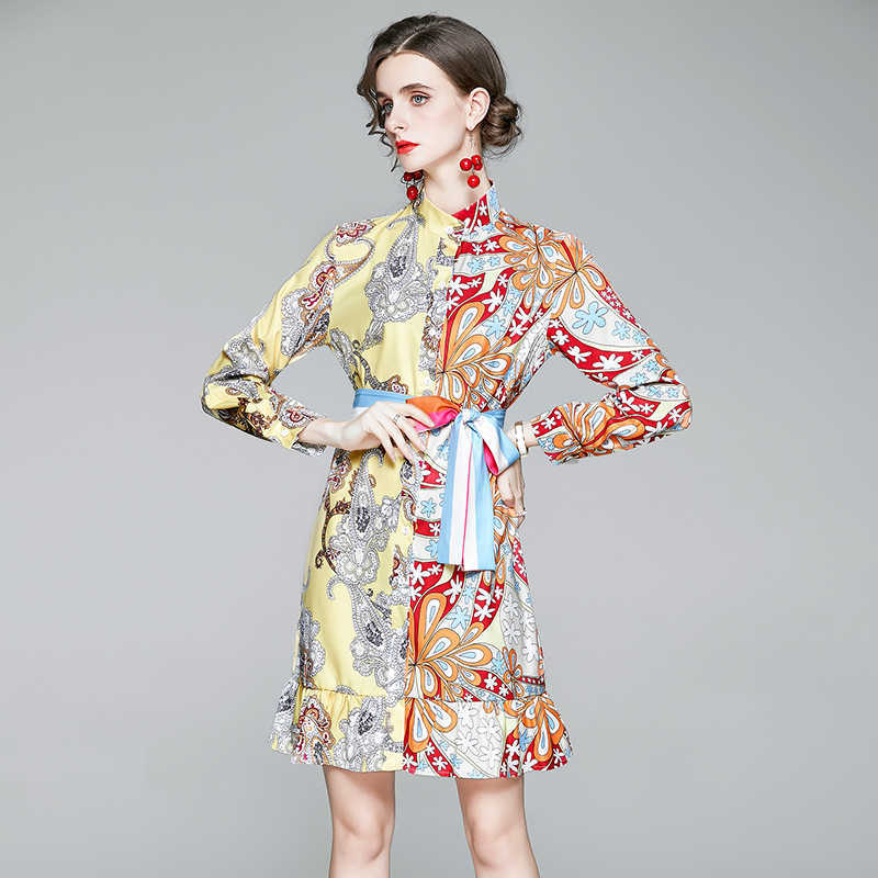 Women Vintage Floral Print Shirt Dress Autumn Designer Elegant Ladies Stand Neck Long Sleeve Fashion Fishtail Dresses Vestdios 210525, Picture color
Women Vintage Floral Print Shirt Dress Autumn Designer Elegant Ladies Stand Neck Long Sleeve Fashion Fishtail Dresses Vestdios 210525, Picture color