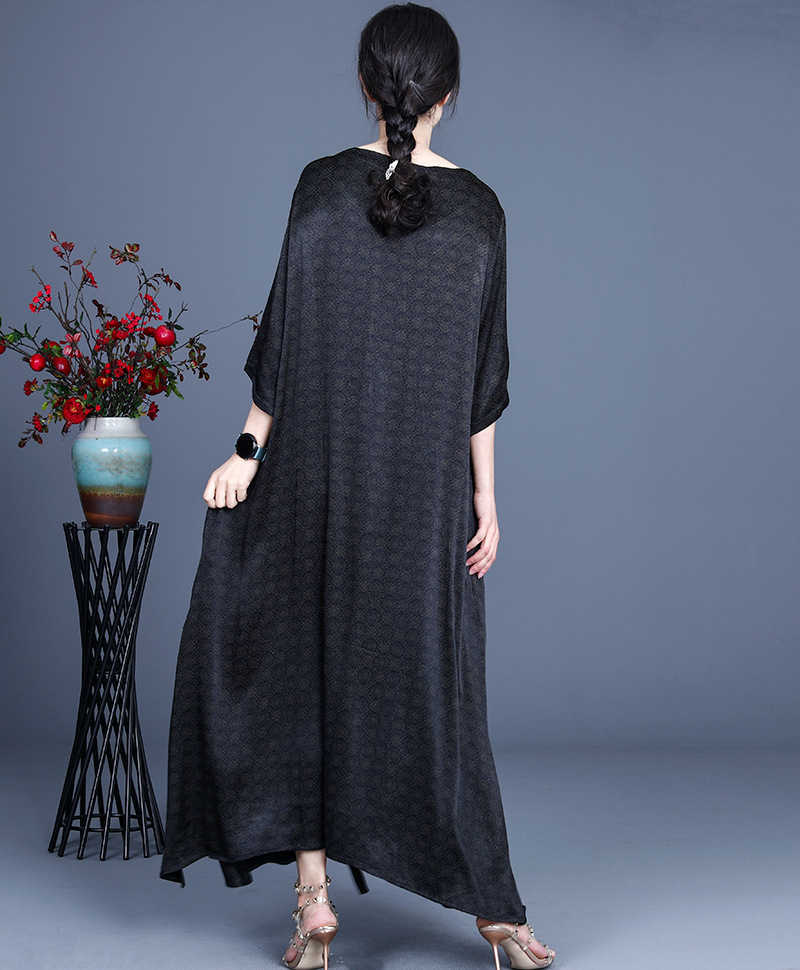 VANOVICH Summer Printed Dress Women Pluz Size Retro Casual Wild Short Sleeve Irregular Clothing 210615Z