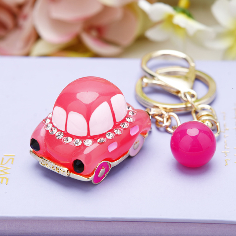 Key Rings Diamond Beetle Car Chain Female Korean Creative Bag Pendant Metal Ring Business Gift