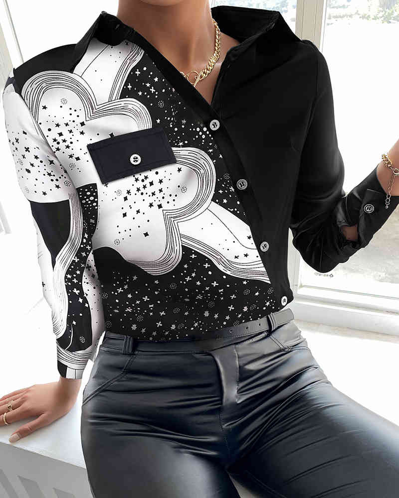 Spring Autumn Women's Printed Shirt New Femme Fashion Buttoned Up Casual Long Sleeve Blouse Office Ladies Elegant Outfits 210415