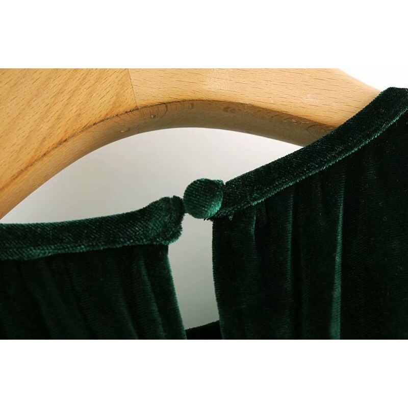 Elegant Fashion Ruffled Velvet Mini Dress Women Vintage Three Quarter Sleeve Ruffles Back Zipper Female Dresses Velour 210429
